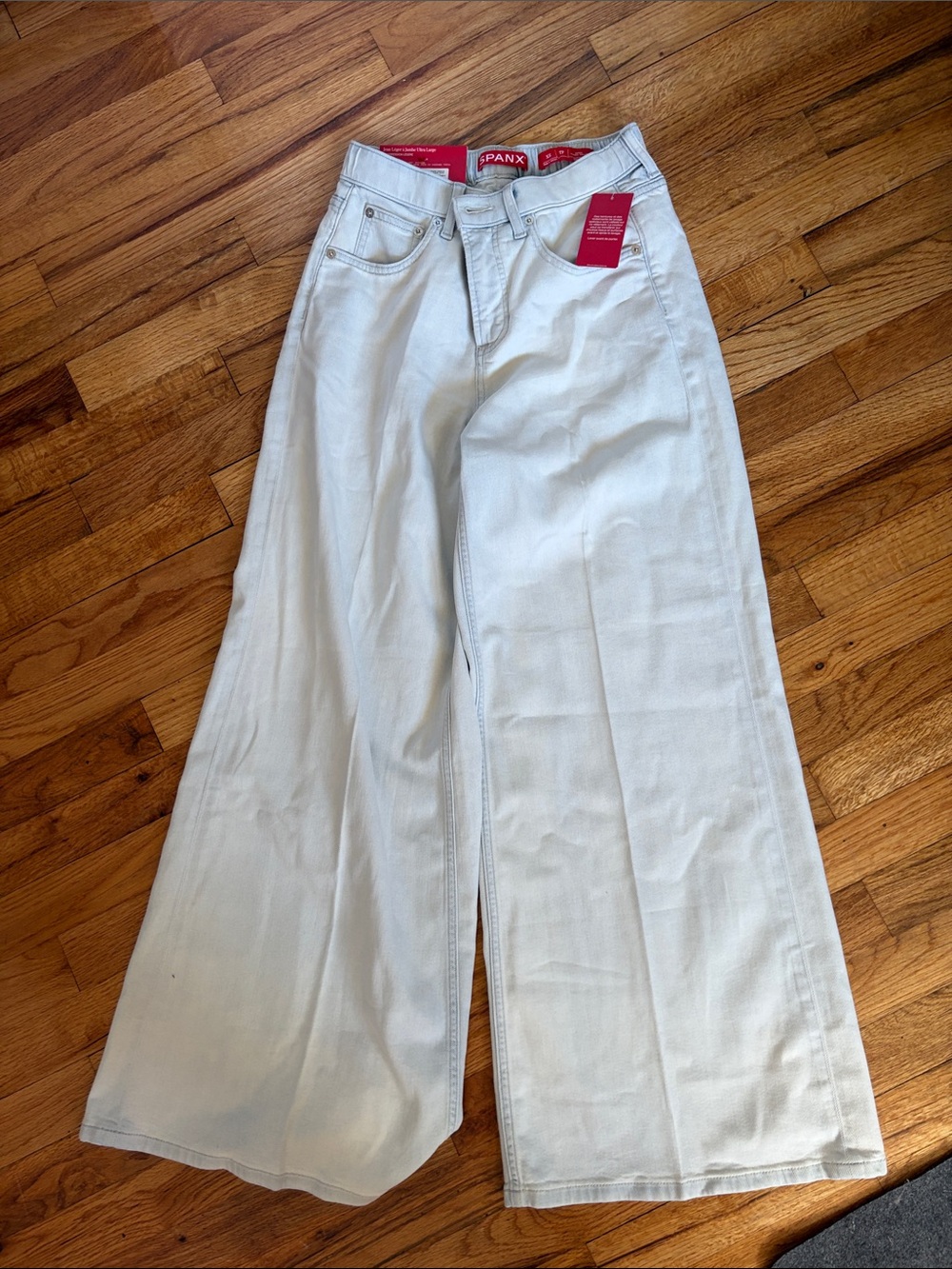 SPANX Wide-Leg High-Rise Jeans in Off-White